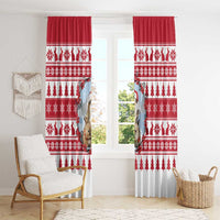 Christmas Santa Bunny Rabbits Window Curtain Red White Tree Snowflake Pattern - Wonder Print Shop
