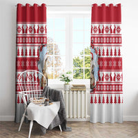 Christmas Santa Bunny Rabbits Window Curtain Red White Tree Snowflake Pattern - Wonder Print Shop