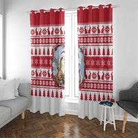Christmas Santa Bunny Rabbits Window Curtain Red White Tree Snowflake Pattern - Wonder Print Shop