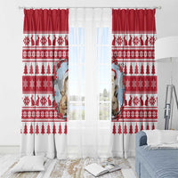 Christmas Santa Bunny Rabbits Window Curtain Red White Tree Snowflake Pattern - Wonder Print Shop