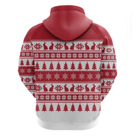 Christmas Santa Bunny Rabbits Zip Hoodie Red White Tree Snowflake Pattern - Wonder Print Shop