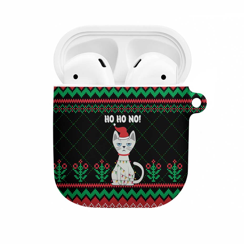 Christmas Cat AirPods Case with Grumpy Cat in Santa Hat Holiday Lights - Wonder Print Shop