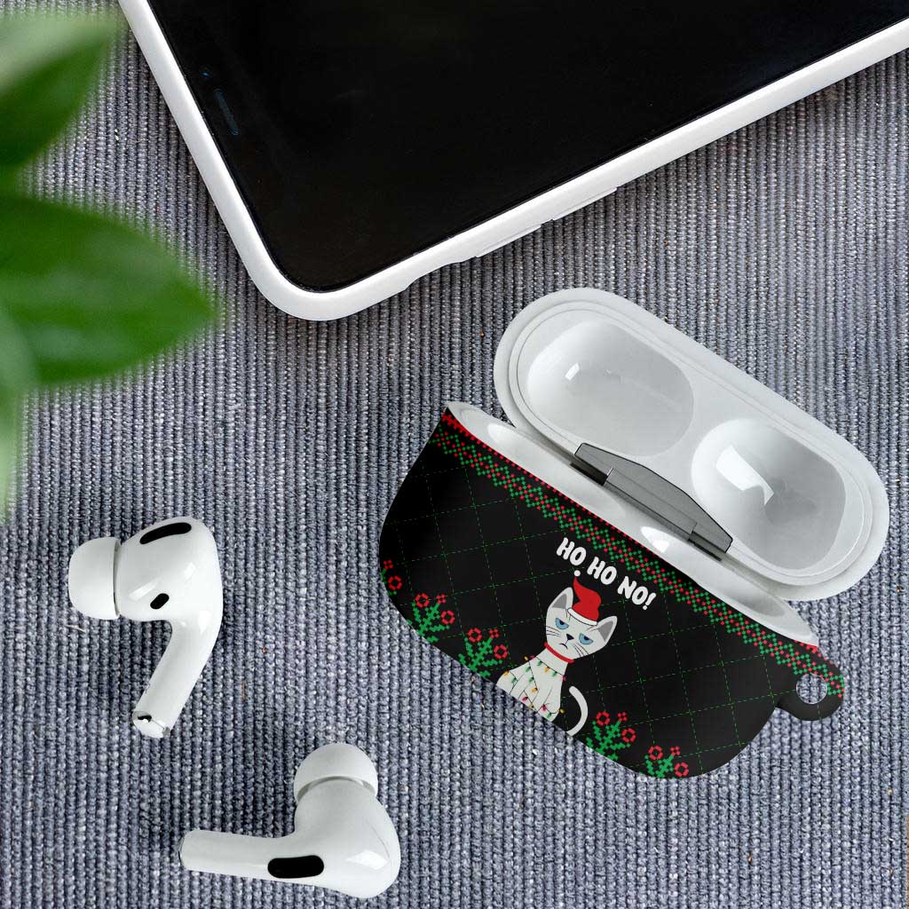 Christmas Cat AirPods Case with Grumpy Cat in Santa Hat Holiday Lights - Wonder Print Shop