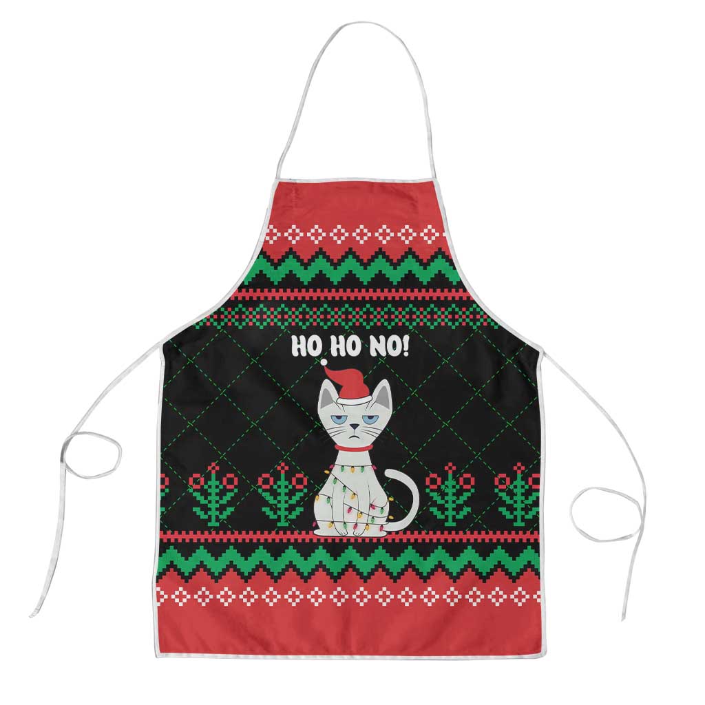 Christmas Cat Apron with Grumpy Cat in Santa Hat Holiday Lights - Wonder Print Shop