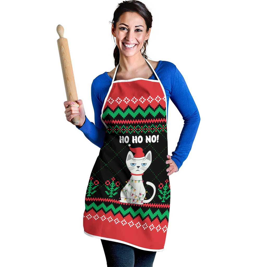 Christmas Cat Apron with Grumpy Cat in Santa Hat Holiday Lights - Wonder Print Shop