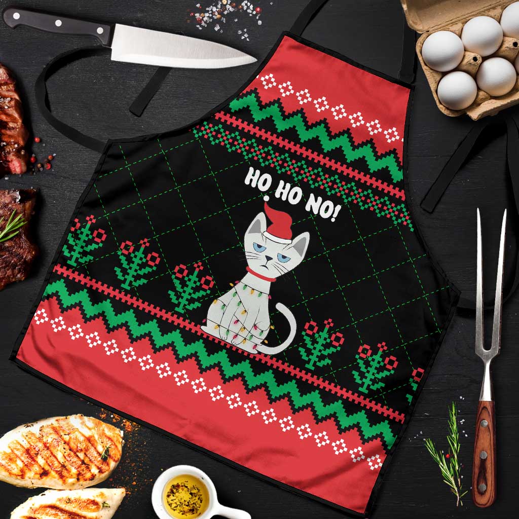 Christmas Cat Apron with Grumpy Cat in Santa Hat Holiday Lights - Wonder Print Shop