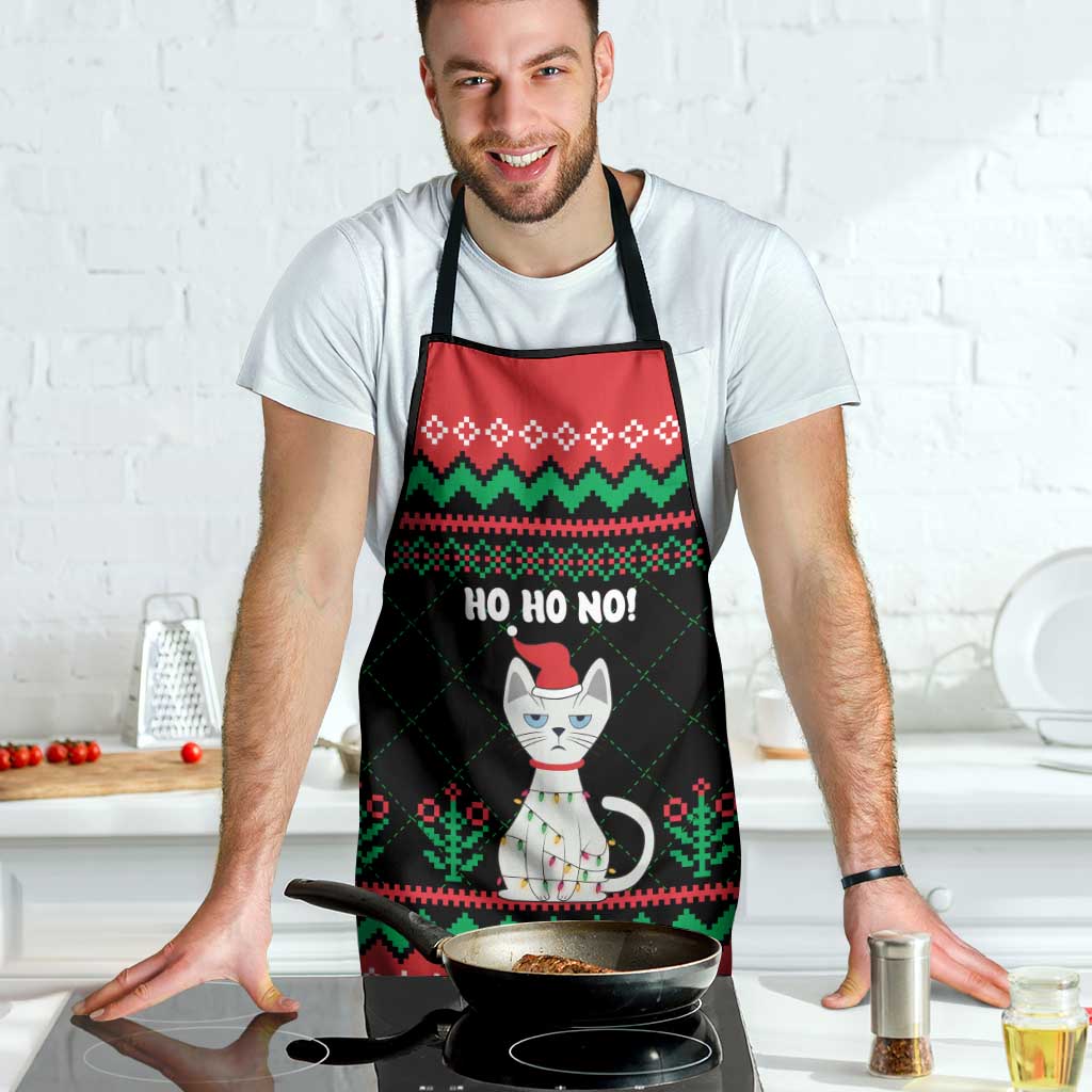 Christmas Cat Apron with Grumpy Cat in Santa Hat Holiday Lights - Wonder Print Shop