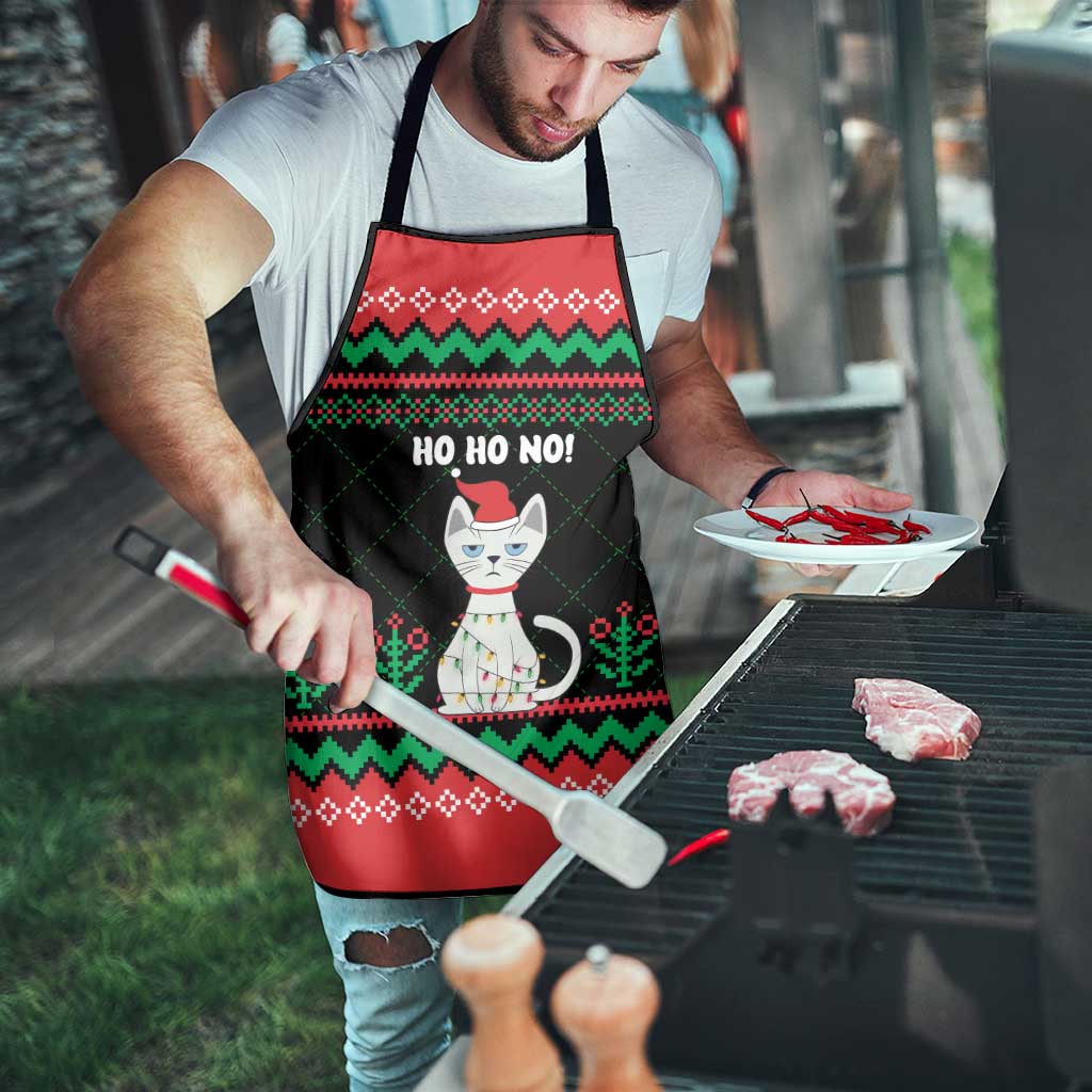 Christmas Cat Apron with Grumpy Cat in Santa Hat Holiday Lights - Wonder Print Shop