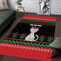 Christmas Cat Area Rug with Grumpy Cat in Santa Hat Holiday Lights - Wonder Print Shop