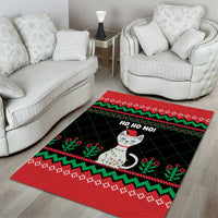 Christmas Cat Area Rug with Grumpy Cat in Santa Hat Holiday Lights - Wonder Print Shop