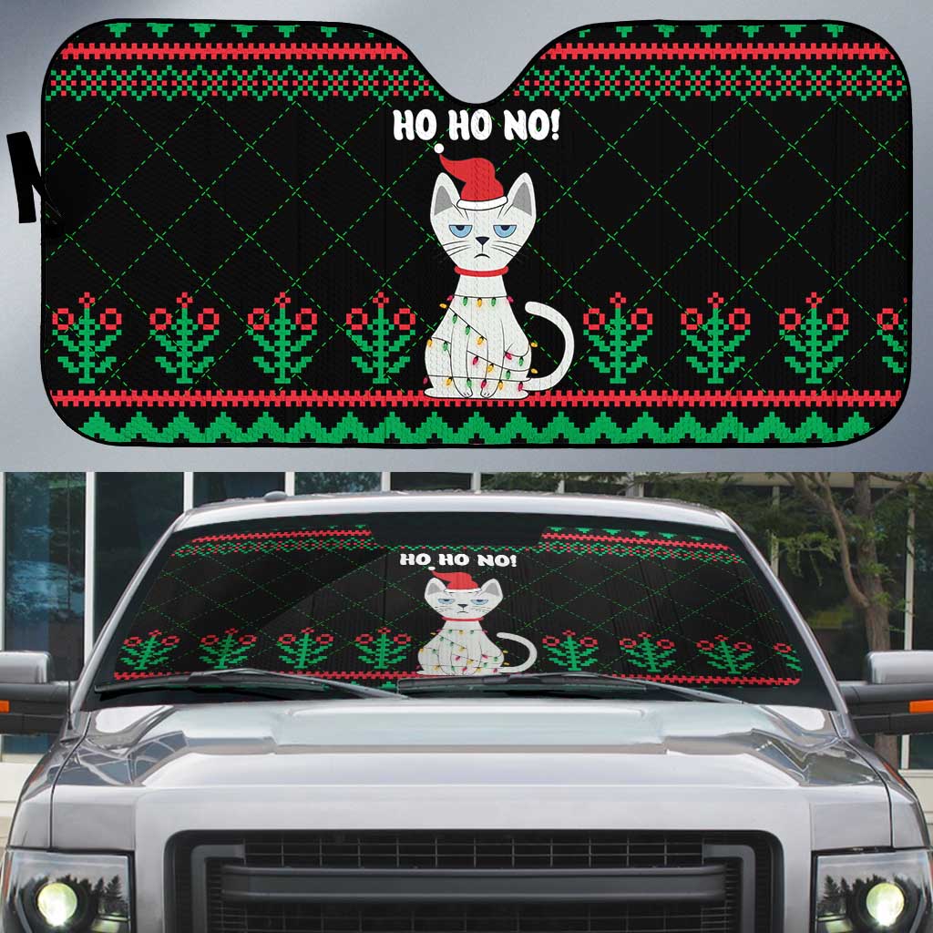 Christmas Cat Auto Sun Shade with Grumpy Cat in Santa Hat Holiday Lights - Wonder Print Shop