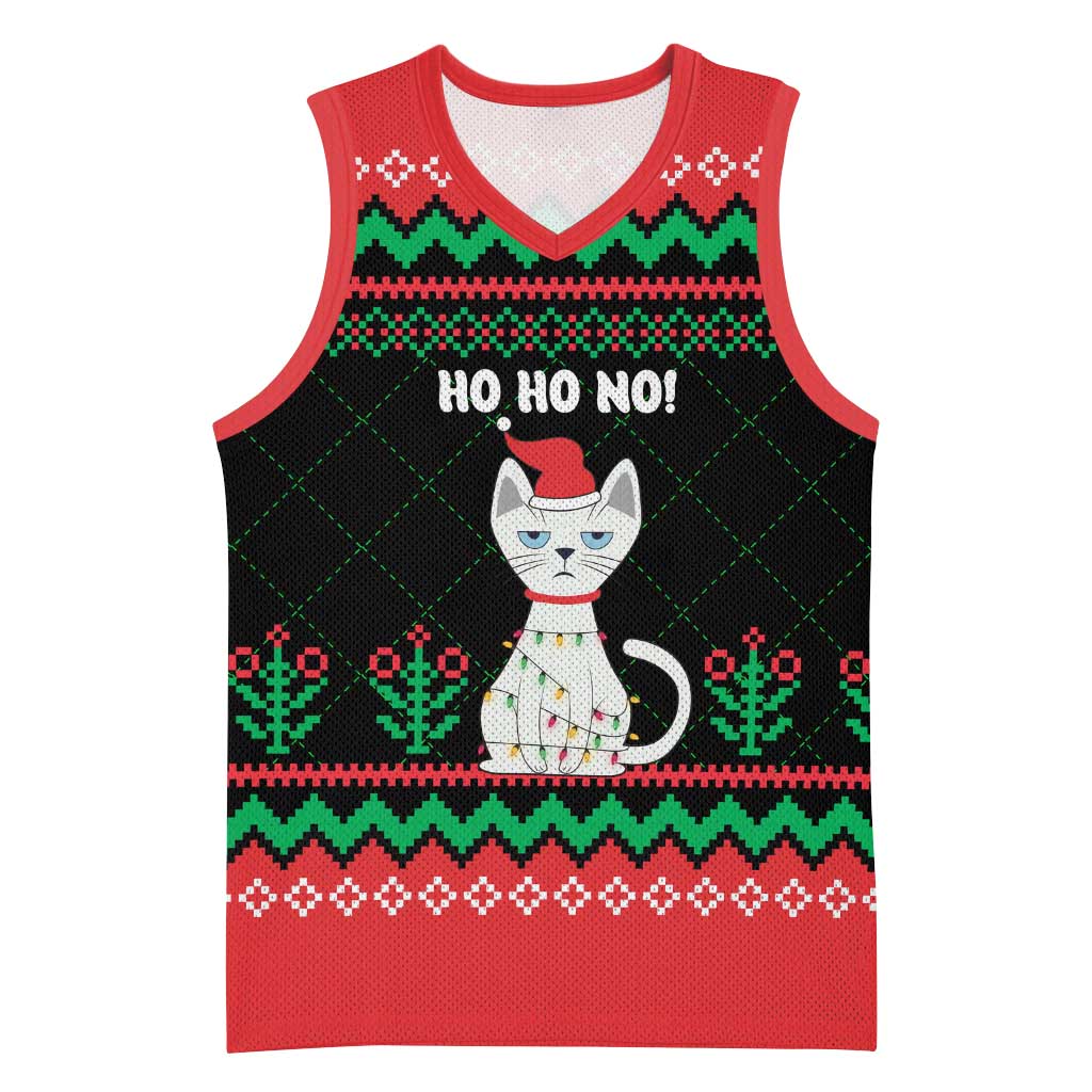 Christmas Cat Basketball Jersey with Grumpy Cat in Santa Hat Holiday Lights - Wonder Print Shop
