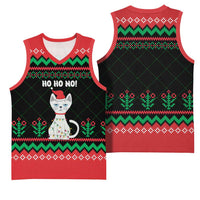 Christmas Cat Basketball Jersey with Grumpy Cat in Santa Hat Holiday Lights - Wonder Print Shop