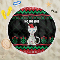 Christmas Cat Beach Blanket with Grumpy Cat in Santa Hat Holiday Lights - Wonder Print Shop