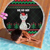 Christmas Cat Beach Blanket with Grumpy Cat in Santa Hat Holiday Lights - Wonder Print Shop