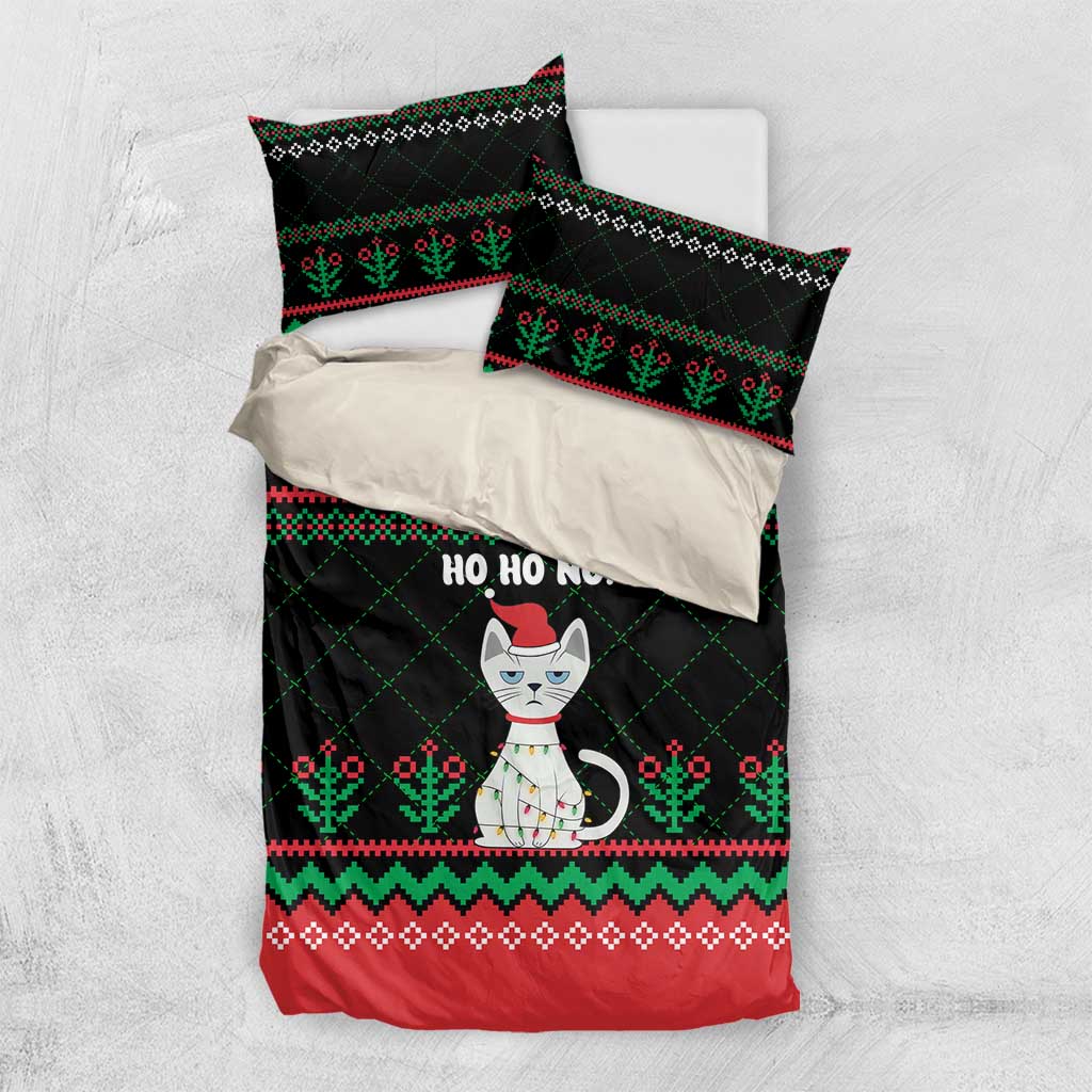 Christmas Cat Bedding Set with Grumpy Cat in Santa Hat Holiday Lights - Wonder Print Shop