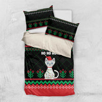Christmas Cat Bedding Set with Grumpy Cat in Santa Hat Holiday Lights - Wonder Print Shop
