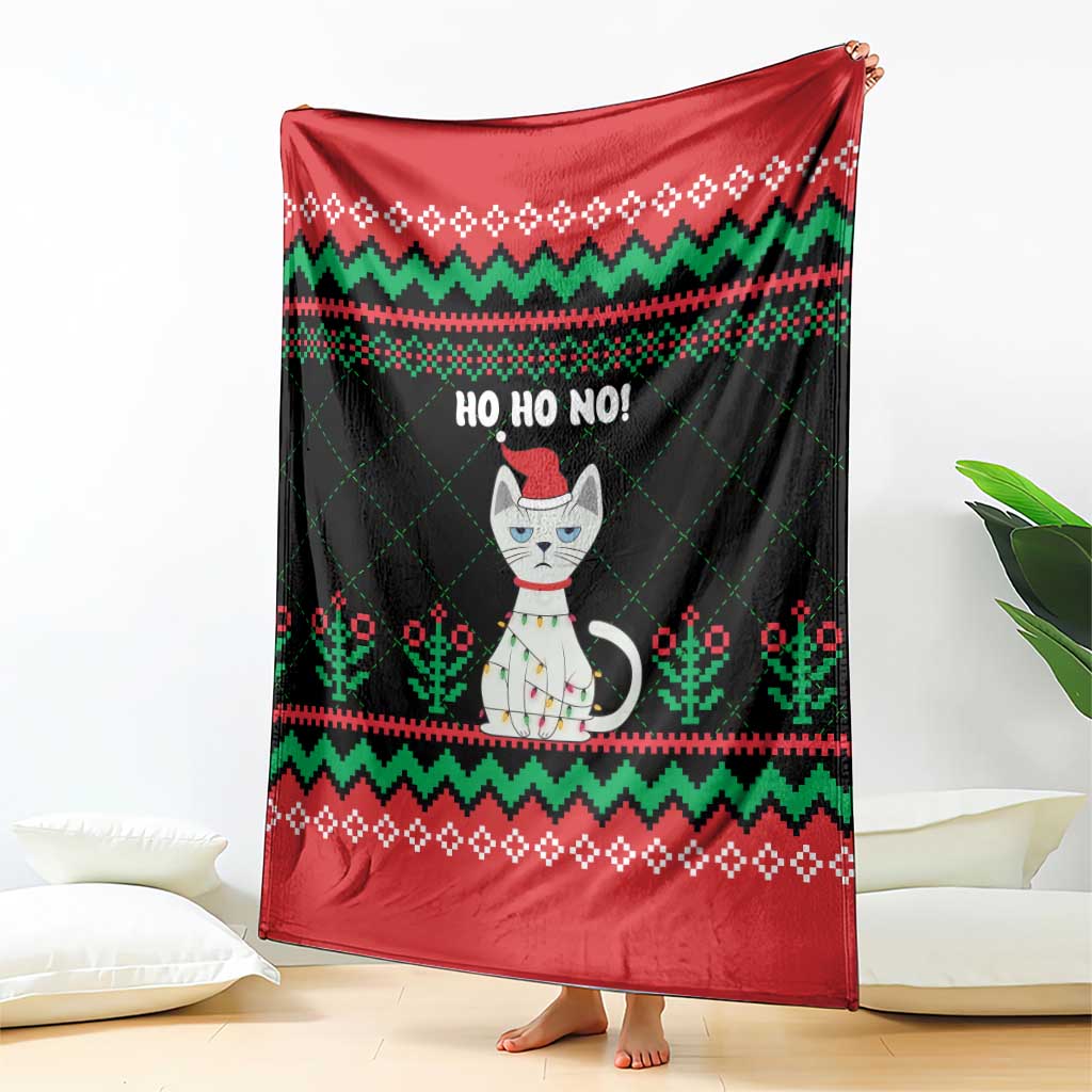 Christmas Cat Blanket with Grumpy Cat in Santa Hat Holiday Lights - Wonder Print Shop