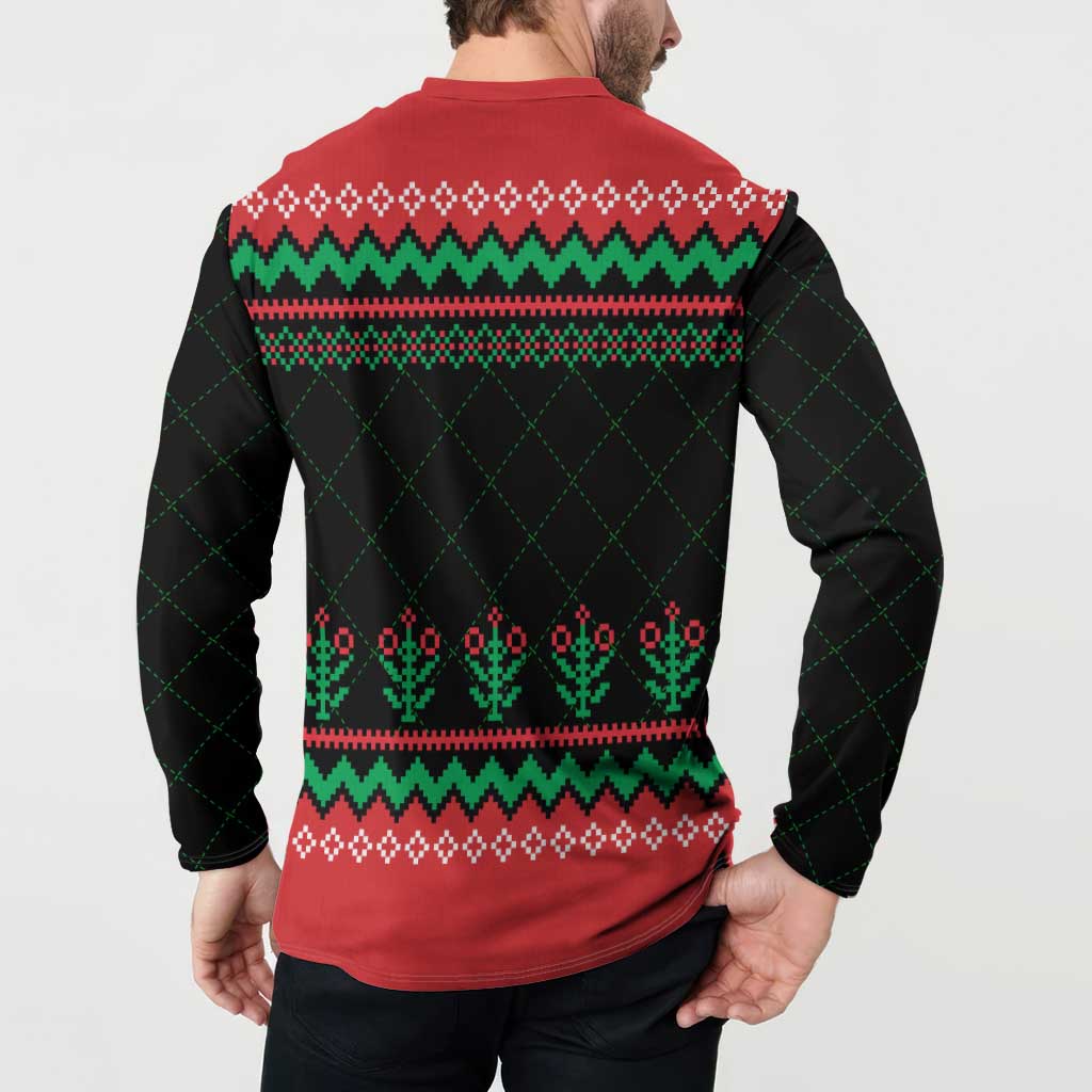 Christmas Cat Button Sweatshirt with Grumpy Cat in Santa Hat Holiday Lights - Wonder Print Shop