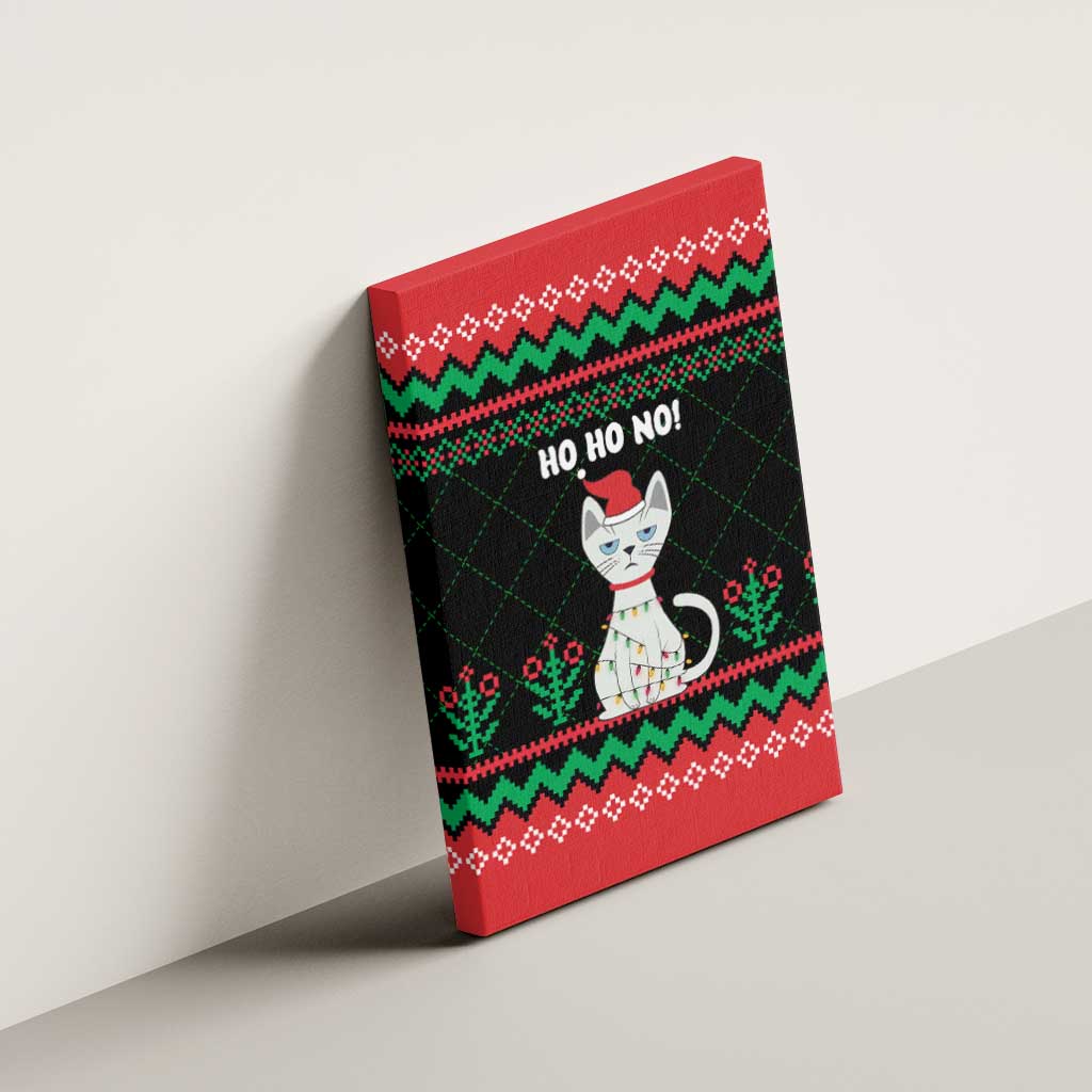 Christmas Cat Canvas Wall Art with Grumpy Cat in Santa Hat Holiday Lights - Wonder Print Shop