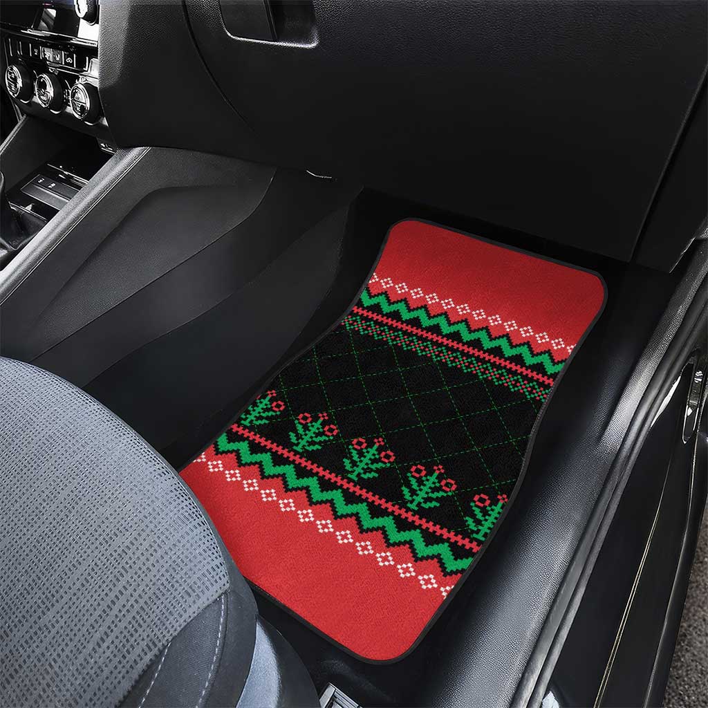 Christmas Cat Car Mats with Grumpy Cat in Santa Hat Holiday Lights - Wonder Print Shop