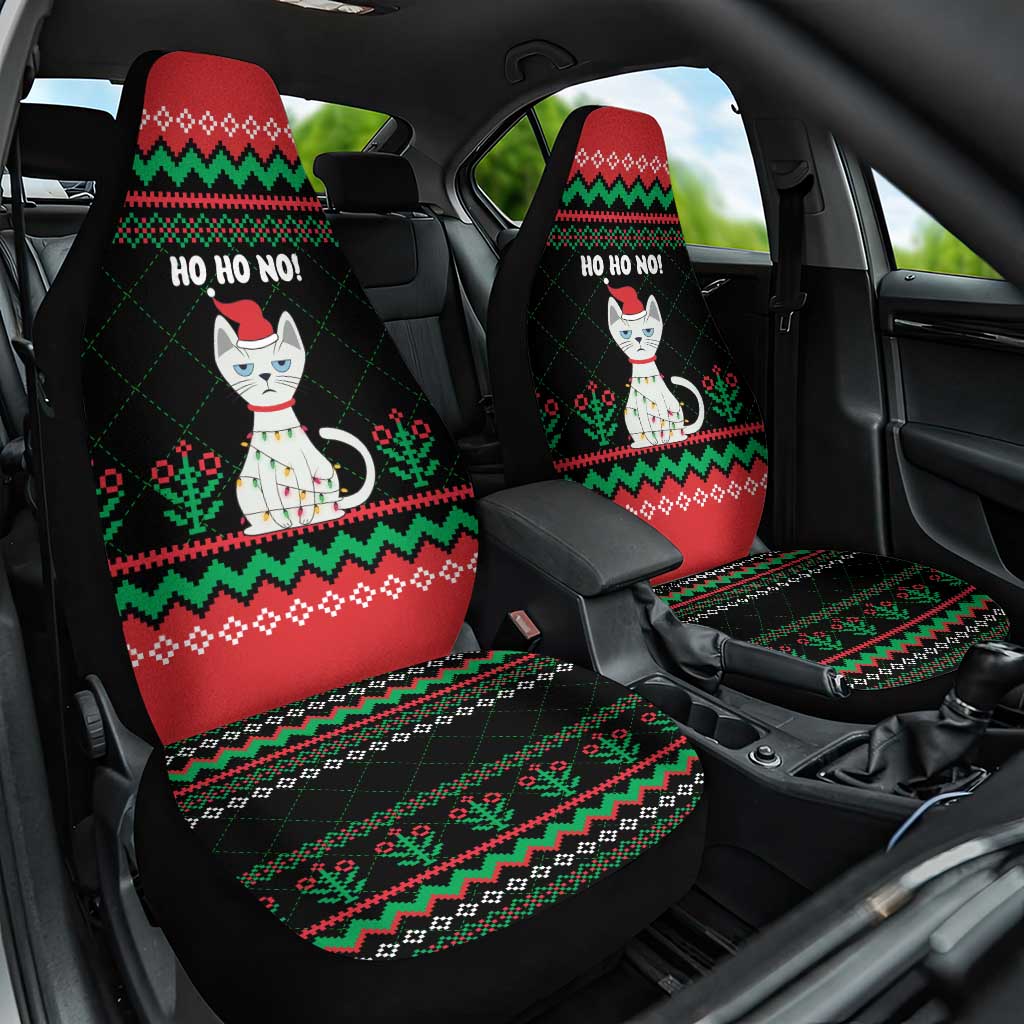 Christmas Cat Car Seat Cover with Grumpy Cat in Santa Hat Holiday Lights - Wonder Print Shop