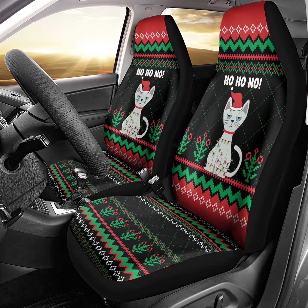 Christmas Cat Car Seat Cover with Grumpy Cat in Santa Hat Holiday Lights - Wonder Print Shop