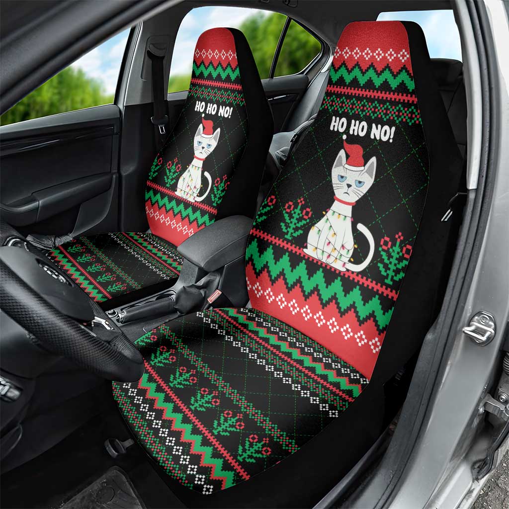 Christmas Cat Car Seat Cover with Grumpy Cat in Santa Hat Holiday Lights - Wonder Print Shop