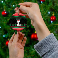 Christmas Cat Ceramic Ornament with Grumpy Cat in Santa Hat Holiday Lights - Wonder Print Shop