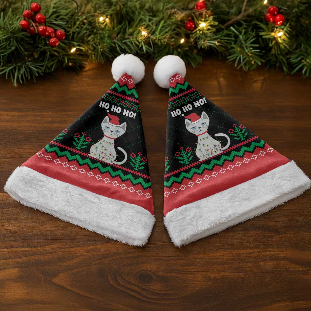 Christmas Cat Christmas Santa Hat with Grumpy Cat in Santa Hat Holiday Lights - Wonder Print Shop