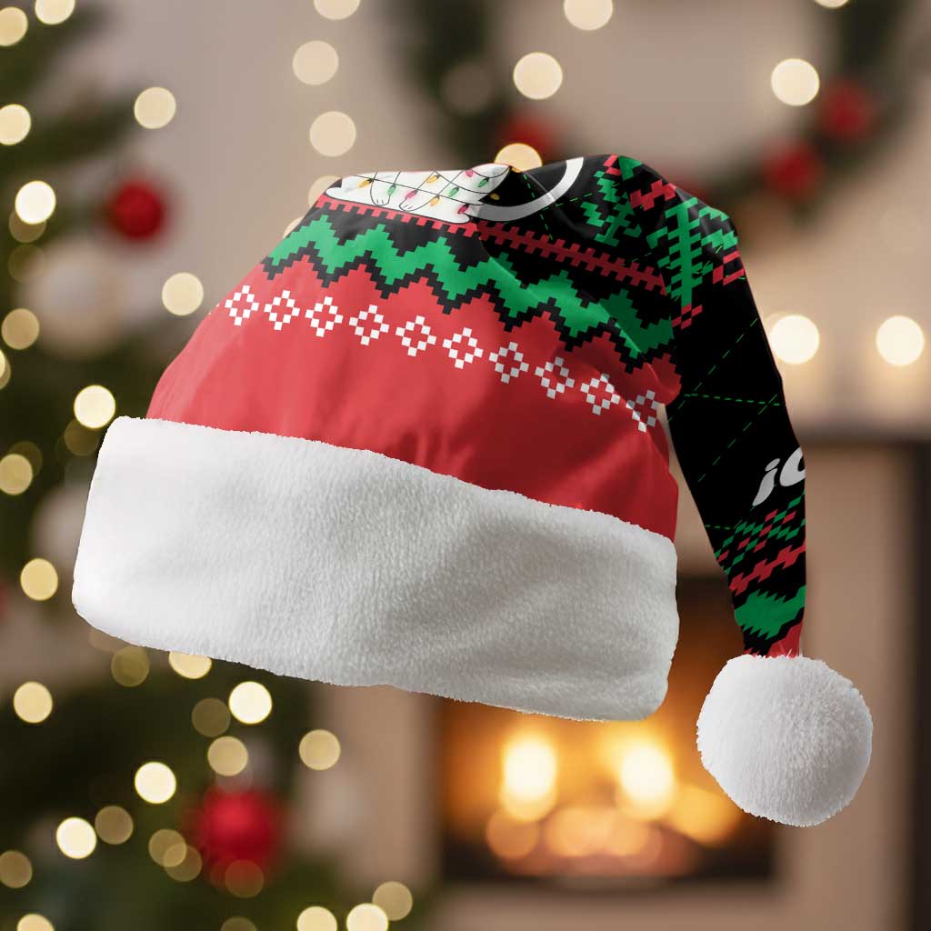 Christmas Cat Christmas Santa Hat with Grumpy Cat in Santa Hat Holiday Lights - Wonder Print Shop