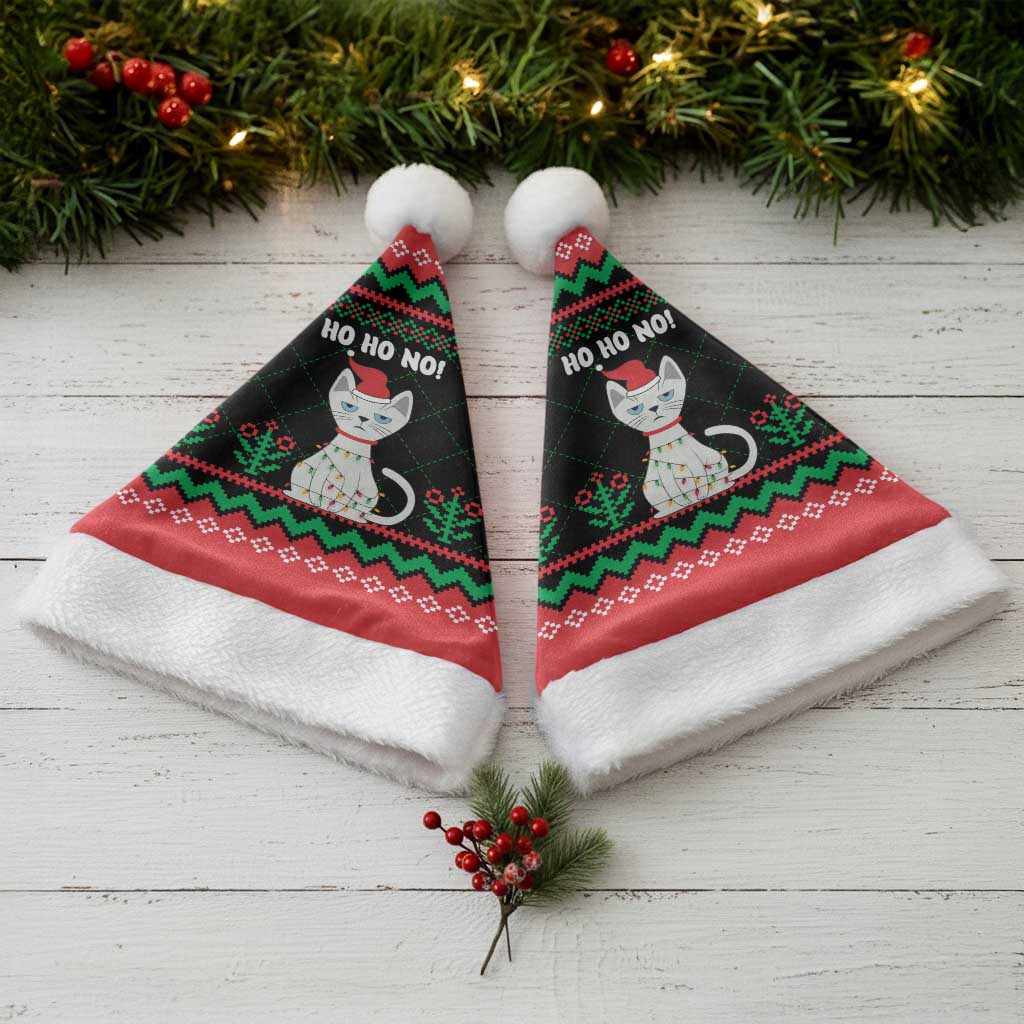 Christmas Cat Christmas Santa Hat with Grumpy Cat in Santa Hat Holiday Lights - Wonder Print Shop