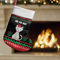 Christmas Cat Christmas Stocking with Grumpy Cat in Santa Hat Holiday Lights - Wonder Print Shop