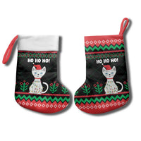 Christmas Cat Christmas Stocking with Grumpy Cat in Santa Hat Holiday Lights - Wonder Print Shop