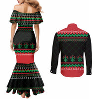 Christmas Cat Couples Matching Mermaid Dress and Long Sleeve Button Shirt with Grumpy Cat in Santa Hat Holiday Lights - Wonder Print Shop