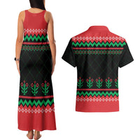 Christmas Cat Couples Matching Tank Maxi Dress and Hawaiian Shirt with Grumpy Cat in Santa Hat Holiday Lights - Wonder Print Shop