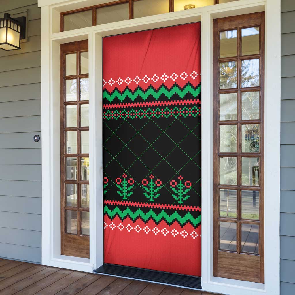 Christmas Cat Door Cover with Grumpy Cat in Santa Hat Holiday Lights - Wonder Print Shop