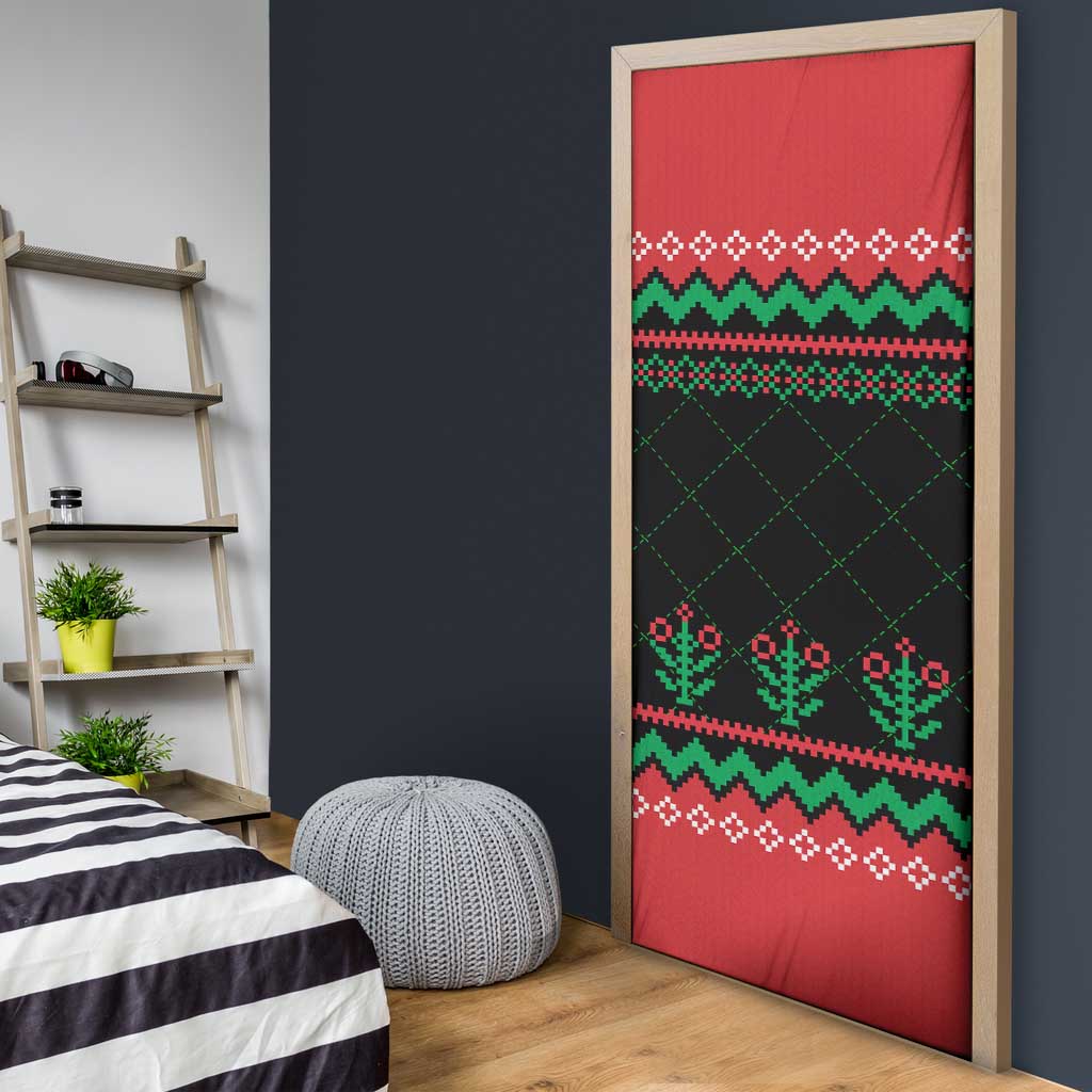 Christmas Cat Door Cover with Grumpy Cat in Santa Hat Holiday Lights - Wonder Print Shop