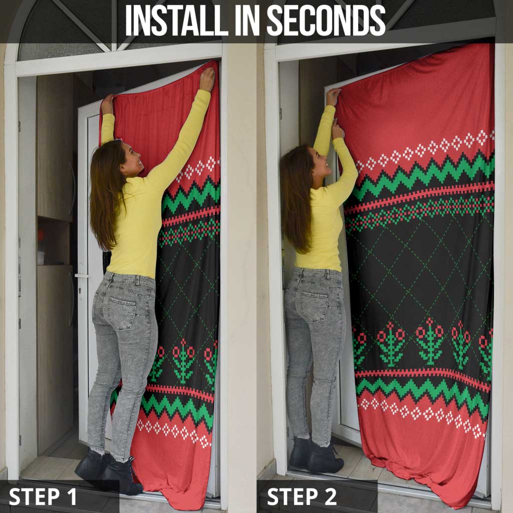 Christmas Cat Door Cover with Grumpy Cat in Santa Hat Holiday Lights - Wonder Print Shop