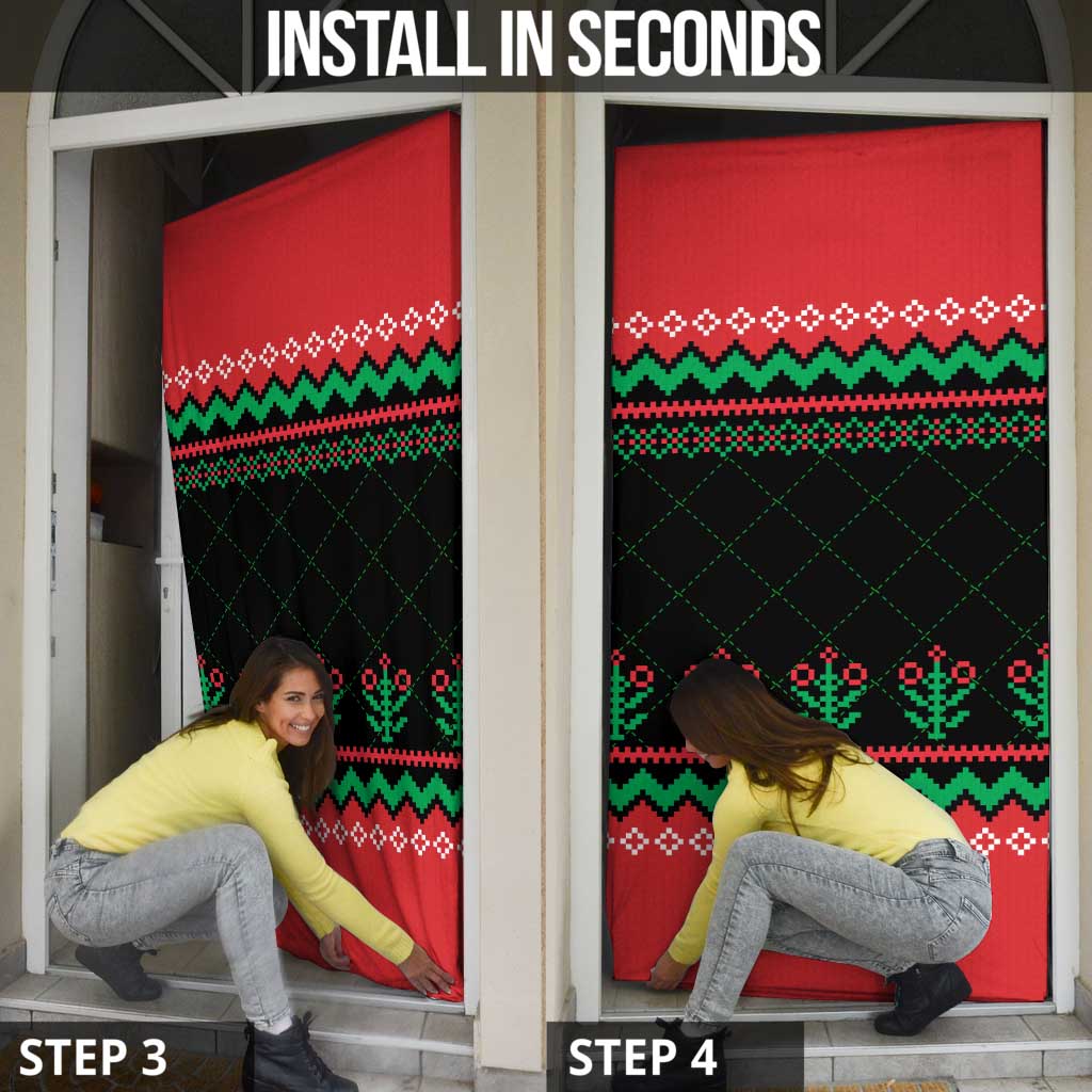 Christmas Cat Door Cover with Grumpy Cat in Santa Hat Holiday Lights - Wonder Print Shop