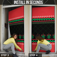 Christmas Cat Door Cover with Grumpy Cat in Santa Hat Holiday Lights - Wonder Print Shop