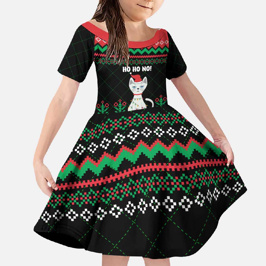 Christmas Cat Family Matching Mermaid Dress and Hawaiian Shirt with Grumpy Cat in Santa Hat Holiday Lights - Wonder Print Shop