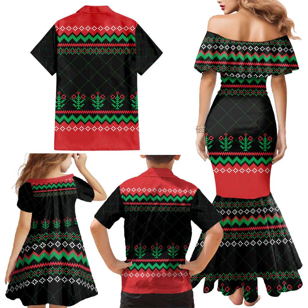 Christmas Cat Family Matching Mermaid Dress and Hawaiian Shirt with Grumpy Cat in Santa Hat Holiday Lights - Wonder Print Shop