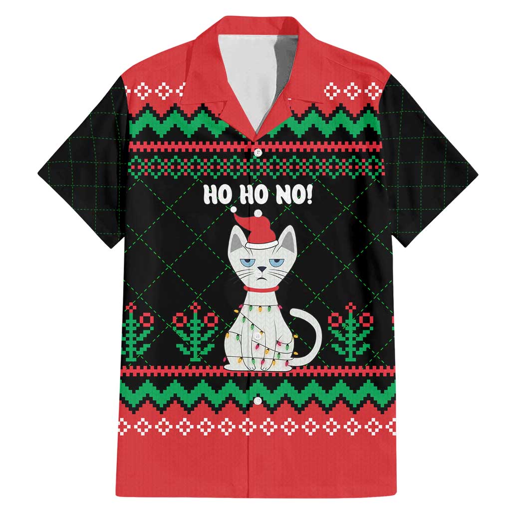 Christmas Cat Family Matching Mermaid Dress and Hawaiian Shirt with Grumpy Cat in Santa Hat Holiday Lights - Wonder Print Shop