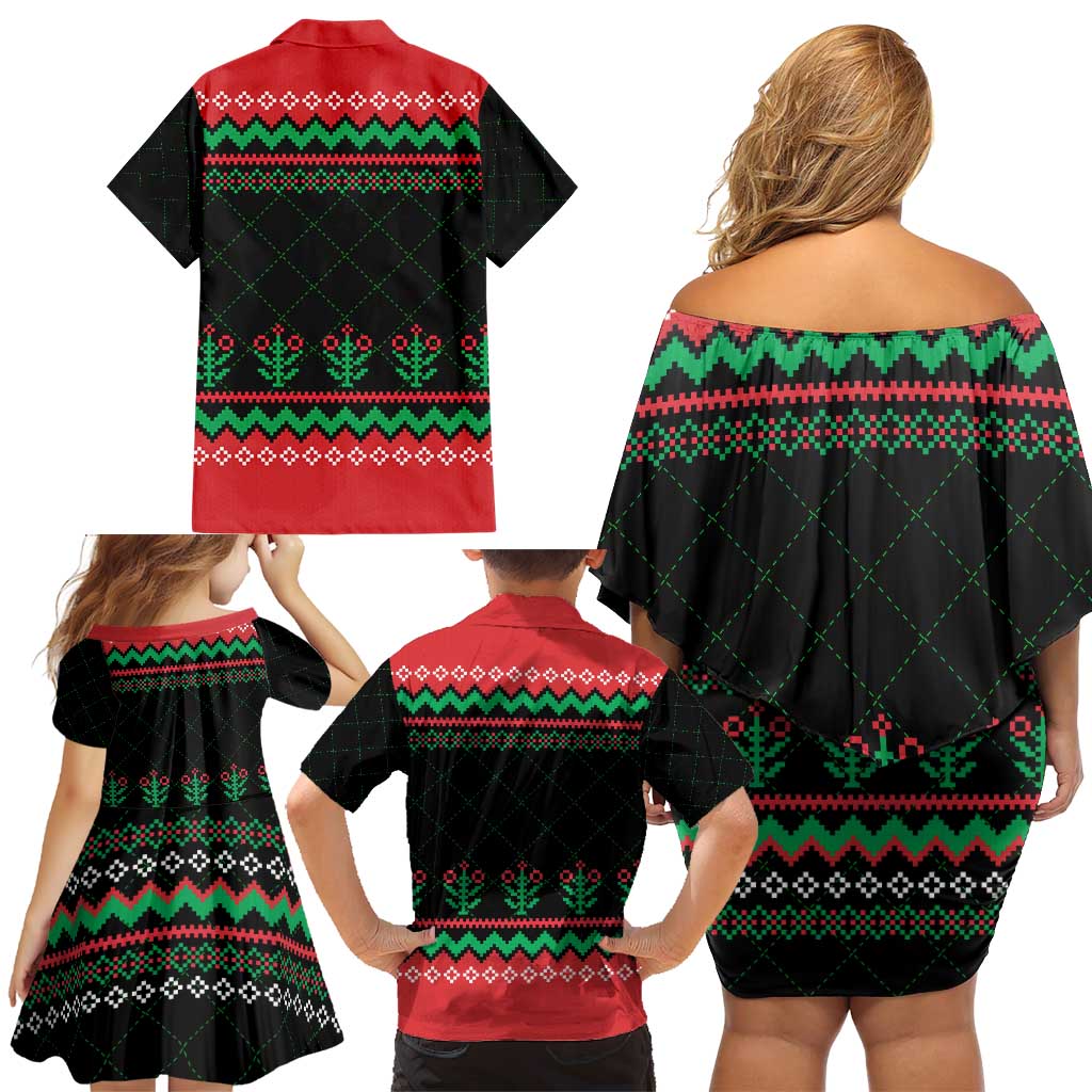 Christmas Cat Family Matching Off Shoulder Short Dress and Hawaiian Shirt with Grumpy Cat in Santa Hat Holiday Lights - Wonder Print Shop