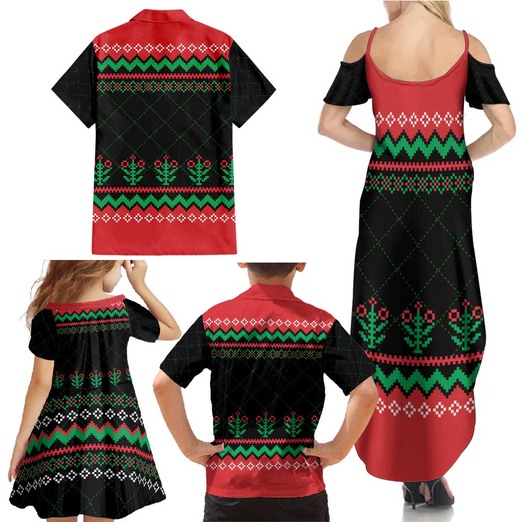Christmas Cat Family Matching Summer Maxi Dress and Hawaiian Shirt with Grumpy Cat in Santa Hat Holiday Lights - Wonder Print Shop