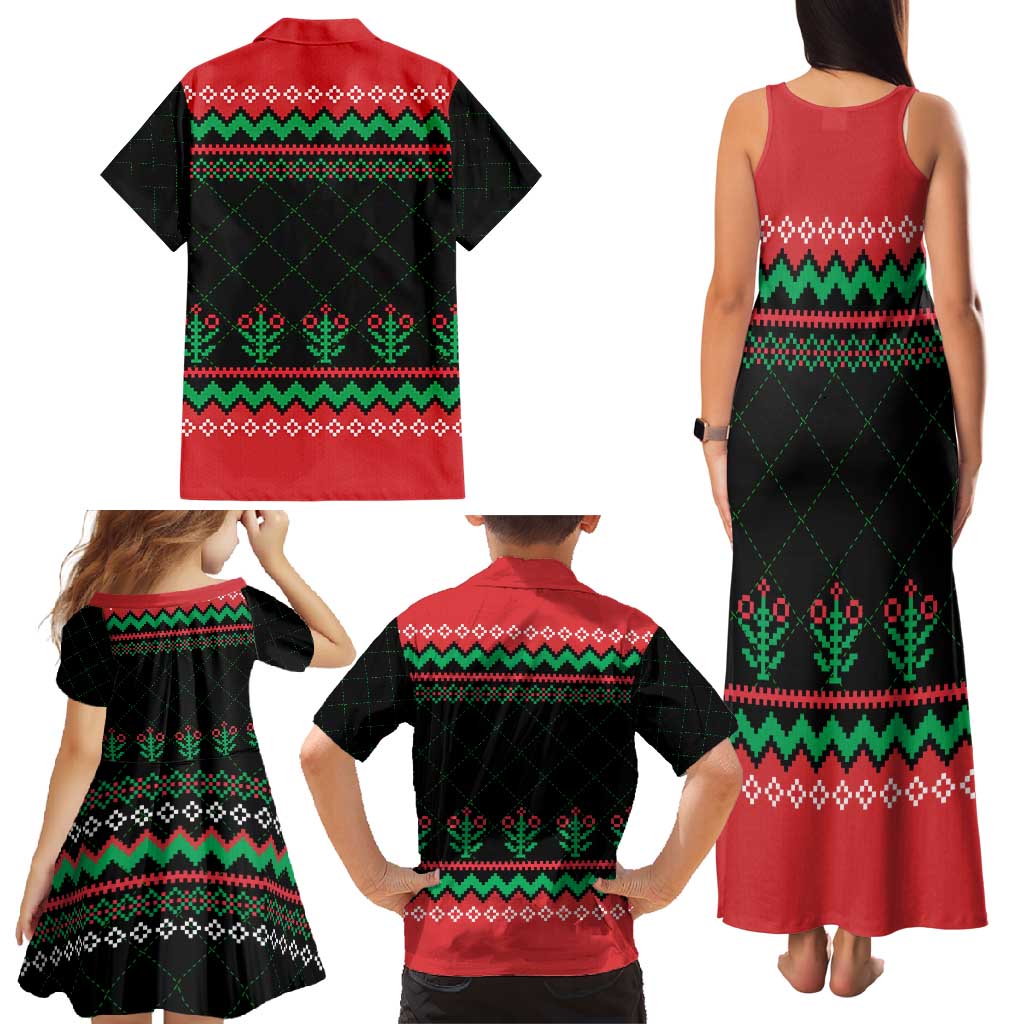 Christmas Cat Family Matching Tank Maxi Dress and Hawaiian Shirt with Grumpy Cat in Santa Hat Holiday Lights - Wonder Print Shop