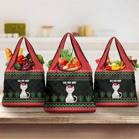 Christmas Cat Grocery Bag with Grumpy Cat in Santa Hat Holiday Lights - Wonder Print Shop