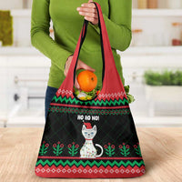Christmas Cat Grocery Bag with Grumpy Cat in Santa Hat Holiday Lights - Wonder Print Shop