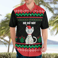 Christmas Cat Hawaiian Shirt with Grumpy Cat in Santa Hat Holiday Lights - Wonder Print Shop